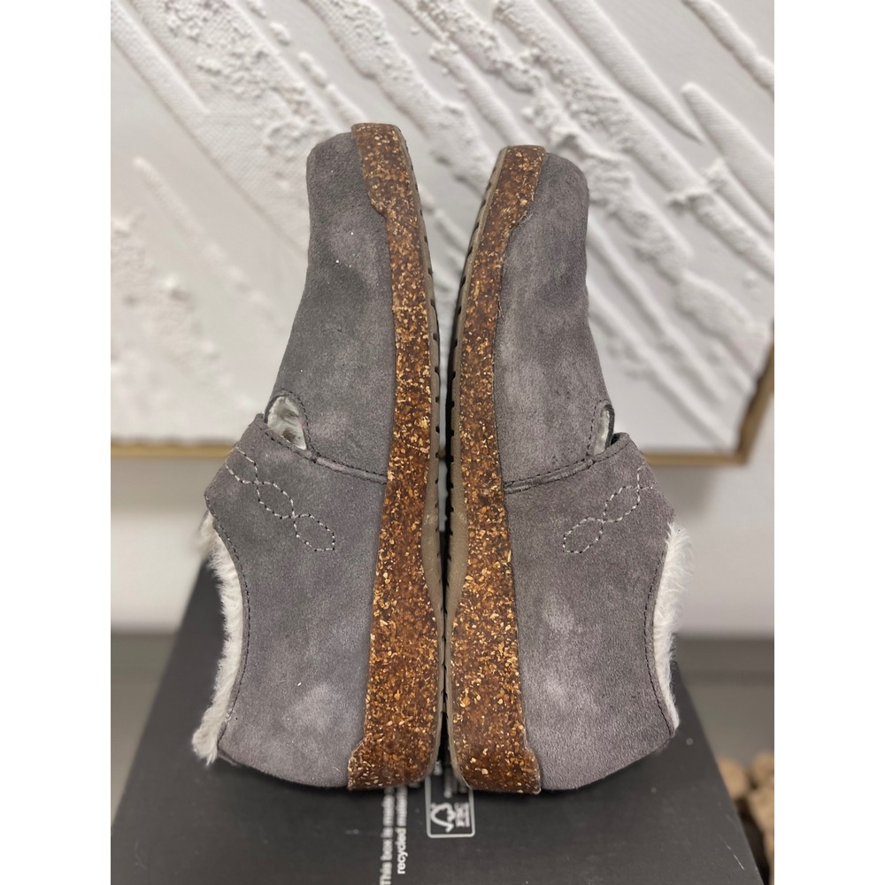 Earth Origins Aurora Jade Grey Suede Faux Fur Lined Cork Slip On Shoes 7 - Picture 8 of 16